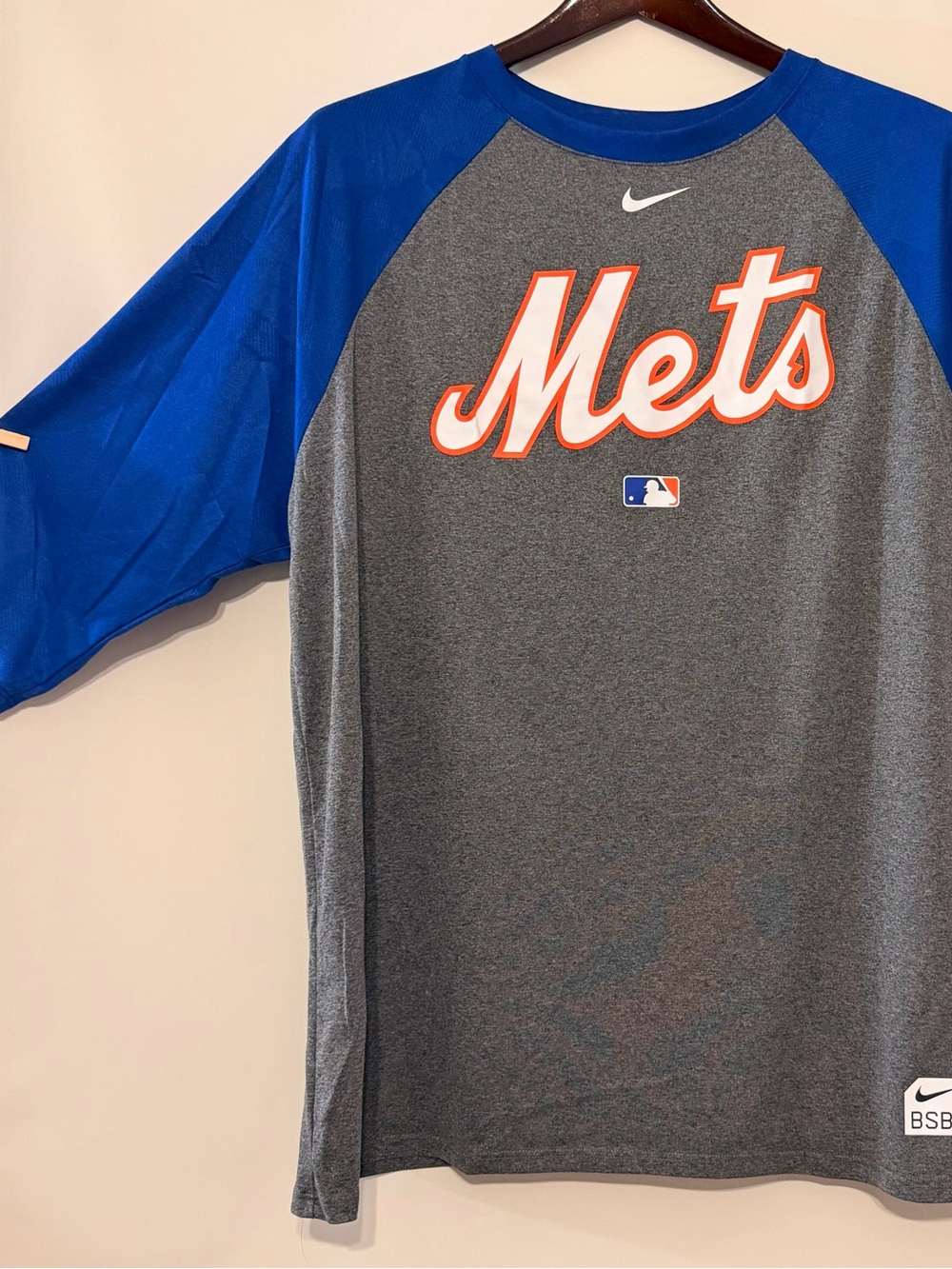 Nike New York Mets Gray & Blue Raglan Performance Shirt - XL